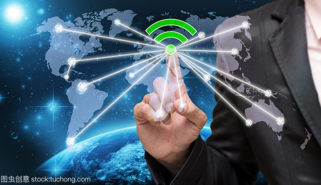 指尖互联 商人如何通过WiFi图标与网络线构建商业桥梁
